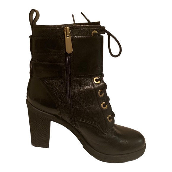 Guess Black Finlay High Heel Combat Boots Size 8M - Picture 8 of 12